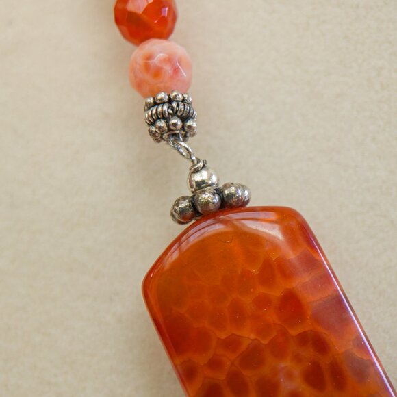 Sterling Dragon-Vein Agate Statement Necklace – 20" - Picture 6 of 7